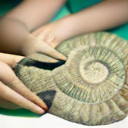 generated: a girl examining an ammonite fossil #4